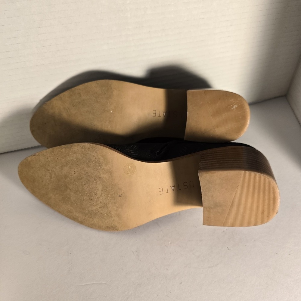 1. State Black Textured Suede Ankle Booties with Stacked Heel - Picture 7 of 7